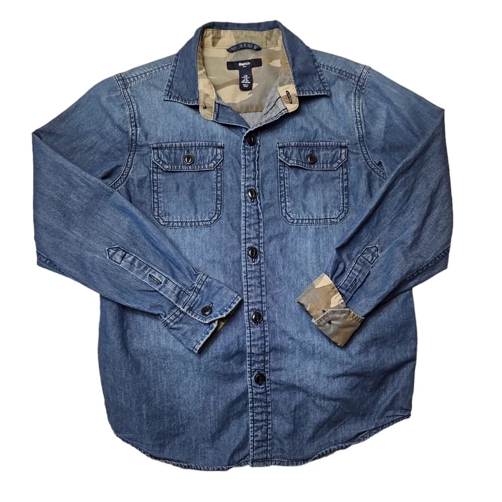 Gap Kids Boys Button-down Jean Long Sleeve Sz M (8/9)